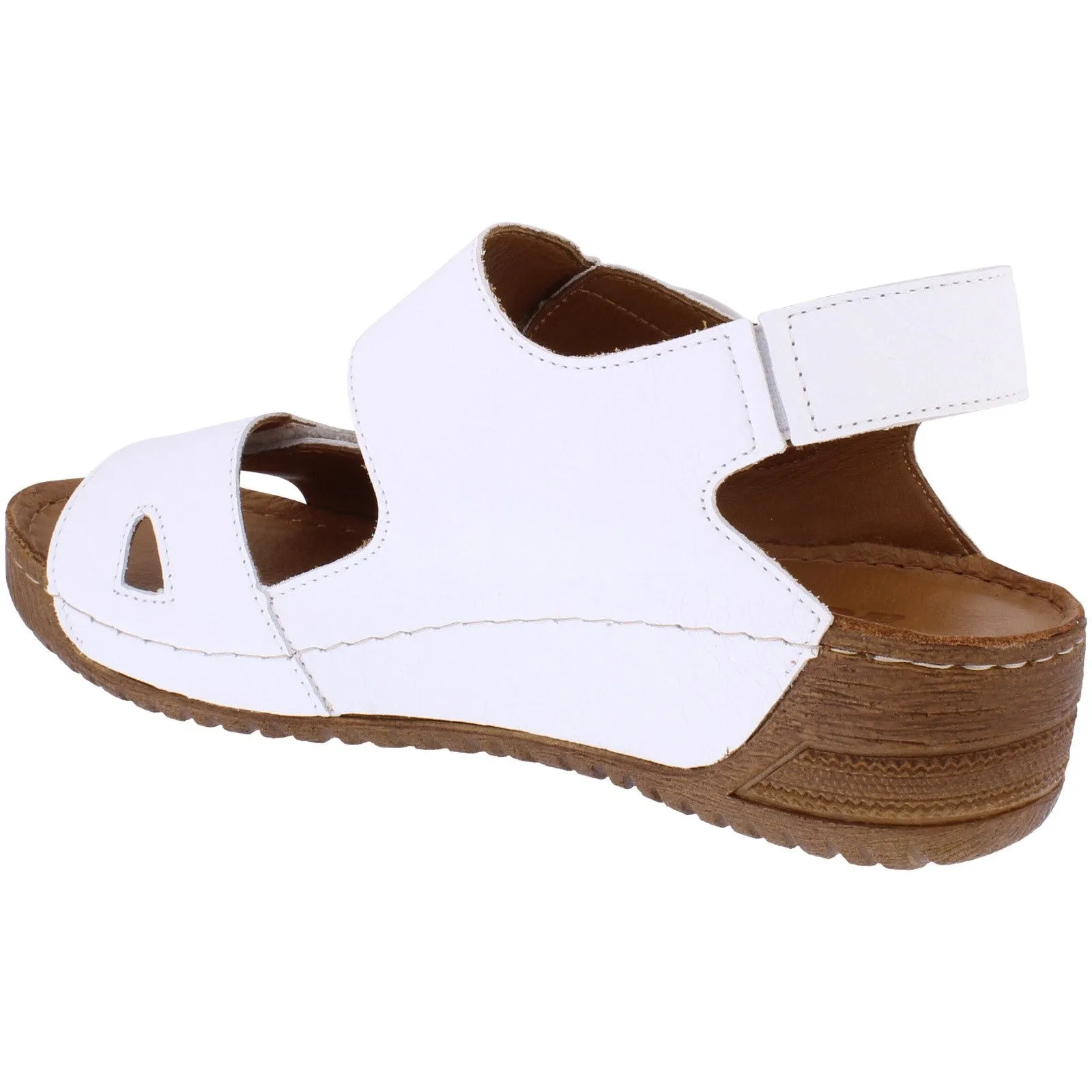 Adesso A7195 Lily Ladies White Leather Touch Fastening Sandals