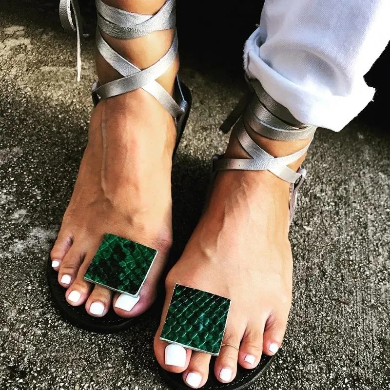 Ankle lace-up sandals flip flops sandals
