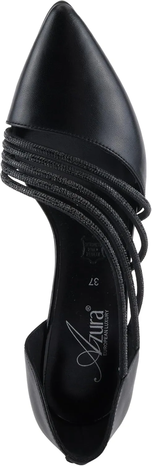 Azura Women's CLASSICHEEL Elegant Leather Pumps with Pointed Toe, Cushioned Insole, and Stiletto Heel