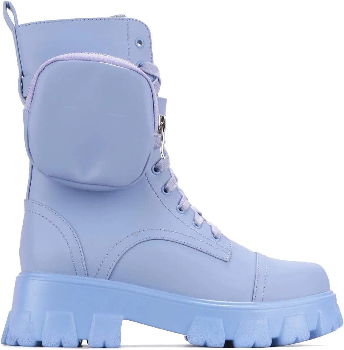 Cape Robbin Monalisa Pink Pastel Chic Chunky Platform Lace Up Pouch Combat Boots