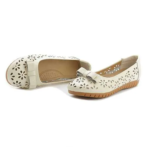 Casual Flower Leather Flat Loafers
