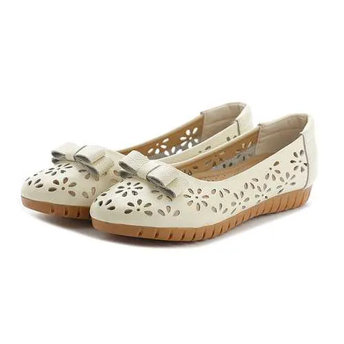 Casual Flower Leather Flat Loafers