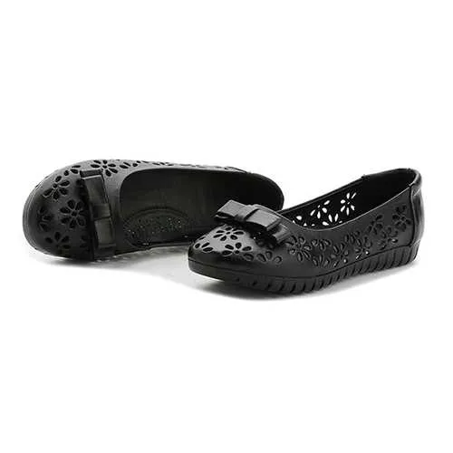 Casual Flower Leather Flat Loafers