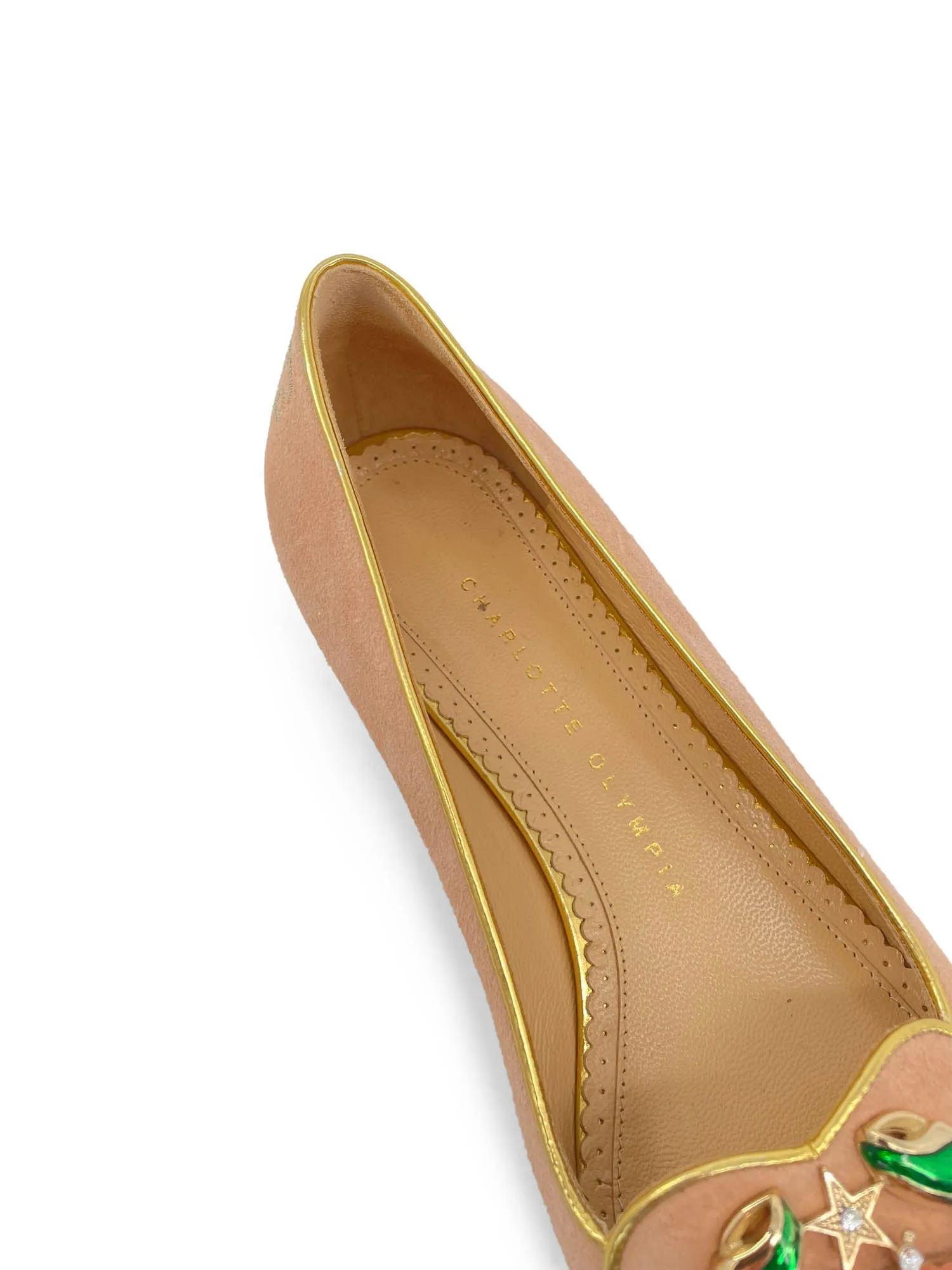Charlotte Olympia Suede Birthday Zodiac Cancer Ballet Flats Blush Pink