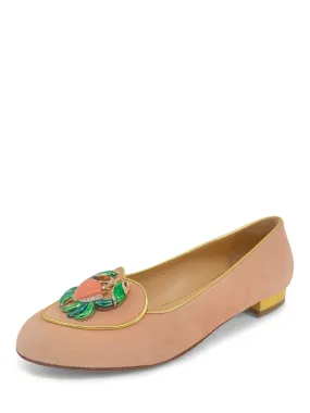 Charlotte Olympia Suede Birthday Zodiac Cancer Ballet Flats Blush Pink