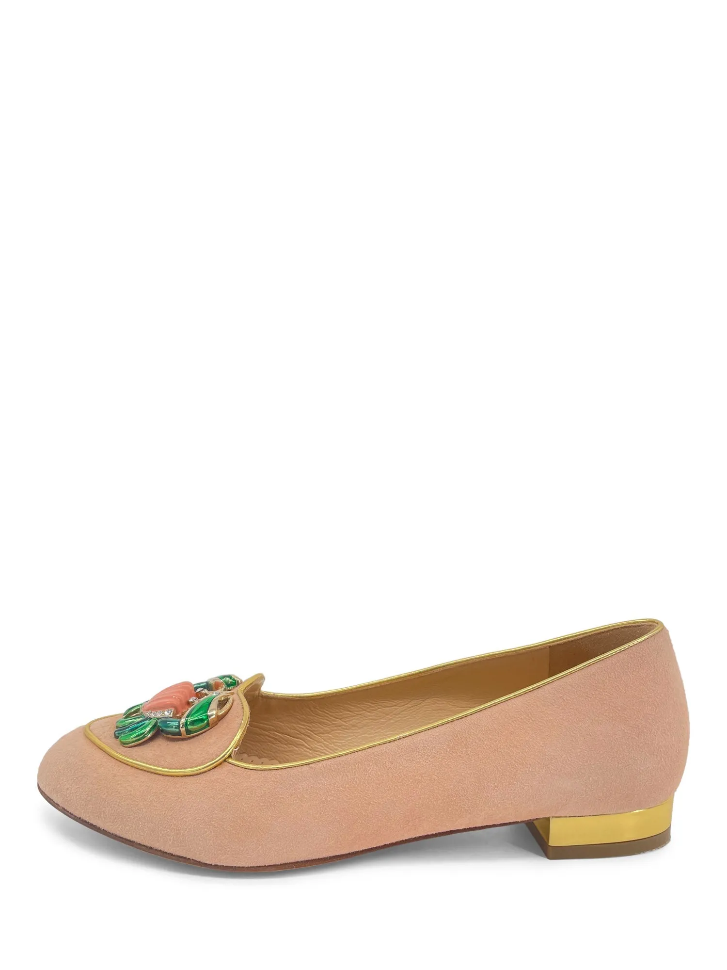Charlotte Olympia Suede Birthday Zodiac Cancer Ballet Flats Blush Pink