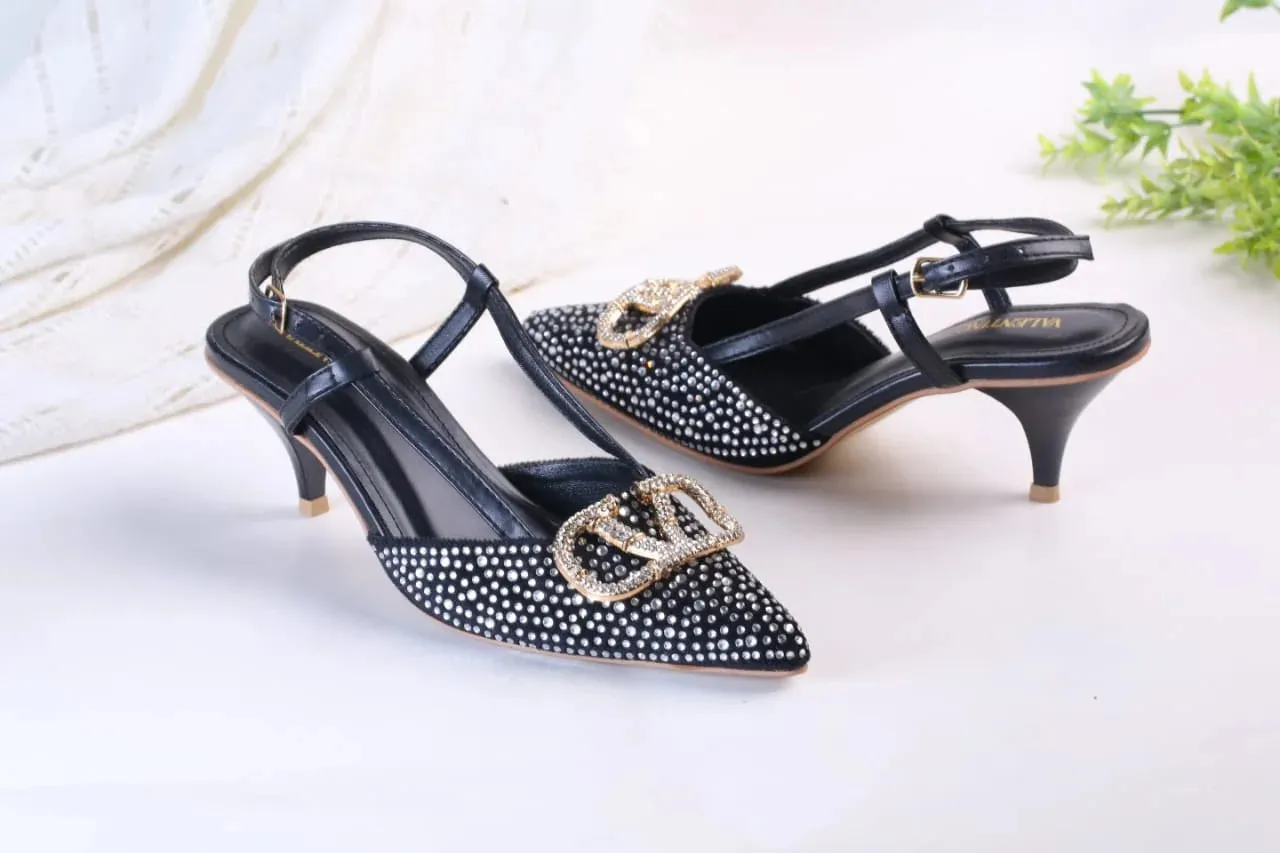 COMBO DEAL - VLOGO SIGNATURE PUMPS & CROSSBODY BAG - BLACK (SILVER)