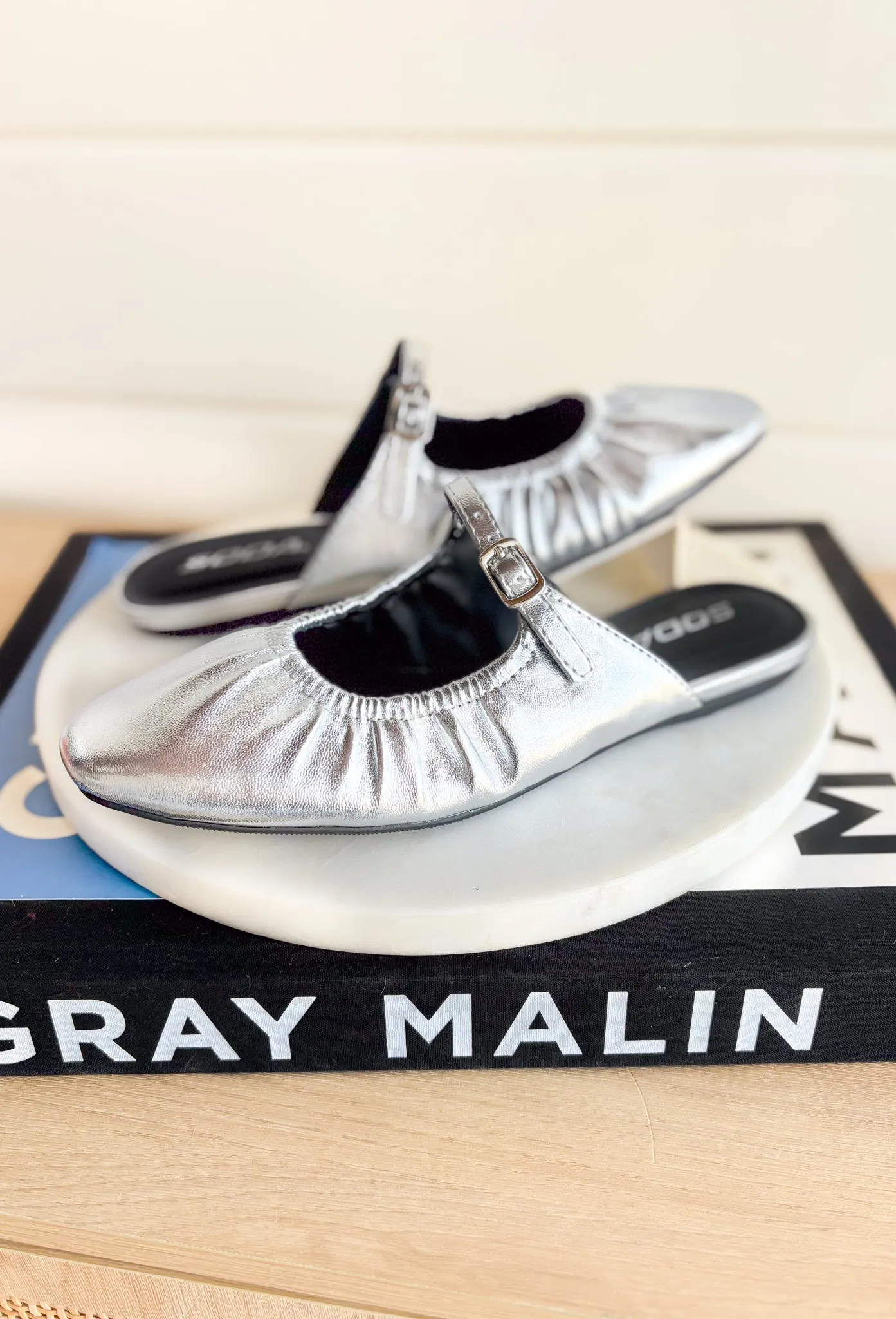 Demure Silver Mules
