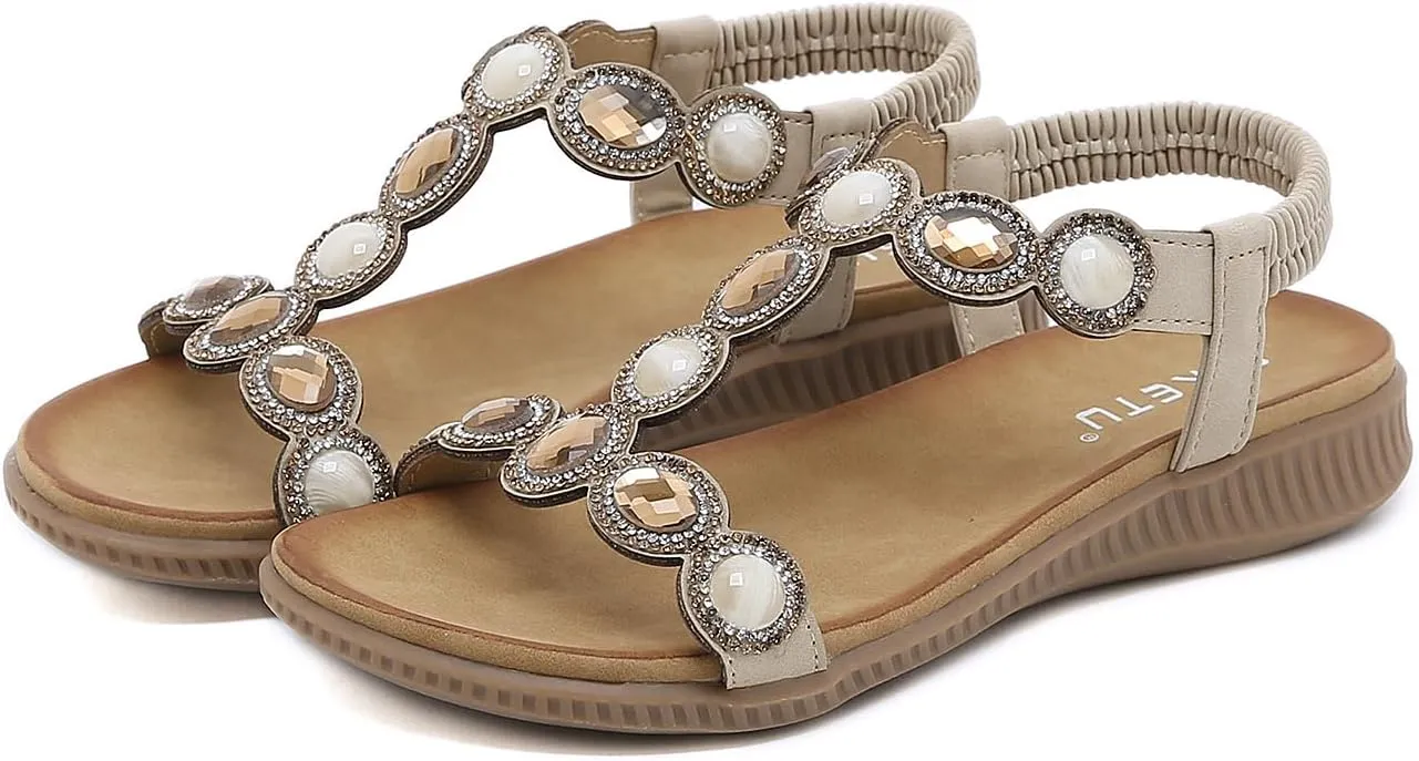 DKCHENH Comfort in Our Sandals Women Flat Shoes: Dressy Bohemian Flats, Shoes With Stylish Ankle Straps