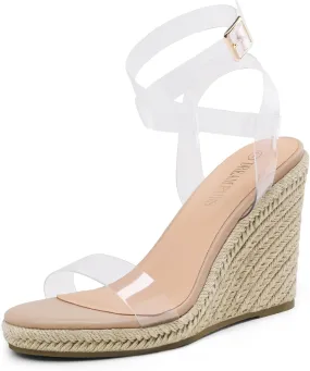 DREAM PAIRS Womens Open Toe Espadrilles Dressy Platform Sandals Buckle Ankle Strap Stylish Wedges Sandals