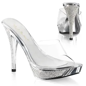 ELEGANT-401 Fabulicious 4 1/2" Elegant Clear/Silver Chrome Sexy Shoes (High Heels)