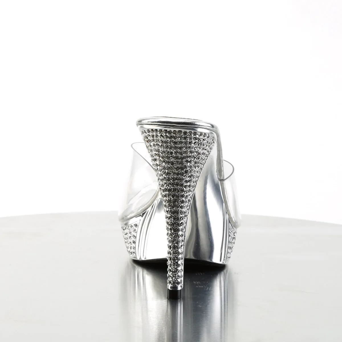 ELEGANT-401 Fabulicious 4 1/2" Elegant Clear/Silver Chrome Sexy Shoes (High Heels)