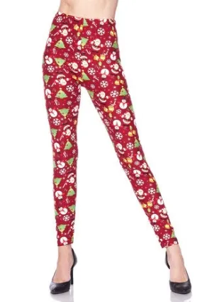 Holiday Leggings, Christmas Welcoming Santa