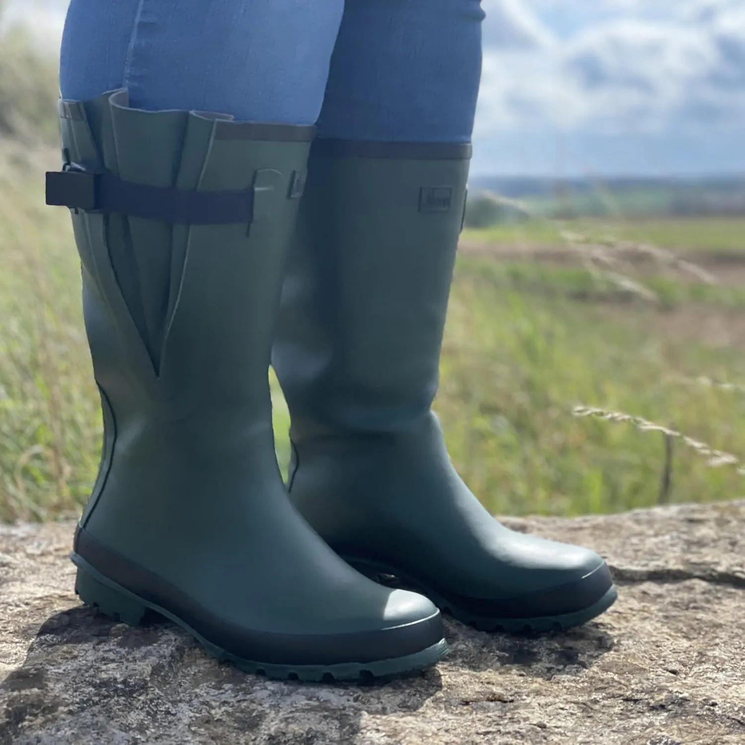 Jileon Wide Calf Rain Boots for Women - up to 19 inch Calf - Standard Foot & Ankle Width - Durable Rubber