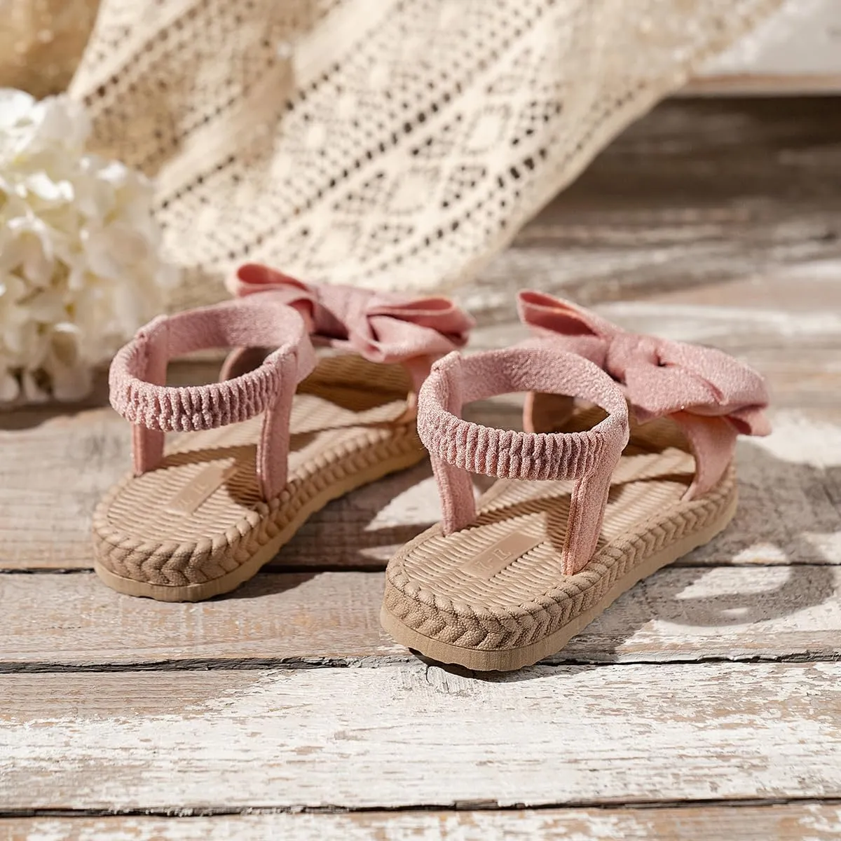Kids' Open Toe Platform Sandals - Stylish Summer Slides with Bow Tie Design, Perfect Outdoor Footwear