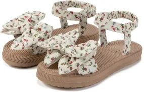 Kids' Open Toe Platform Sandals - Stylish Summer Slides with Bow Tie Design, Perfect Outdoor Footwear