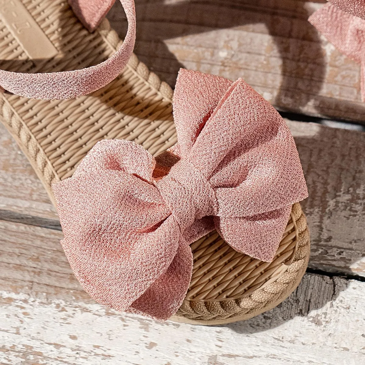 Kids' Open Toe Platform Sandals - Stylish Summer Slides with Bow Tie Design, Perfect Outdoor Footwear