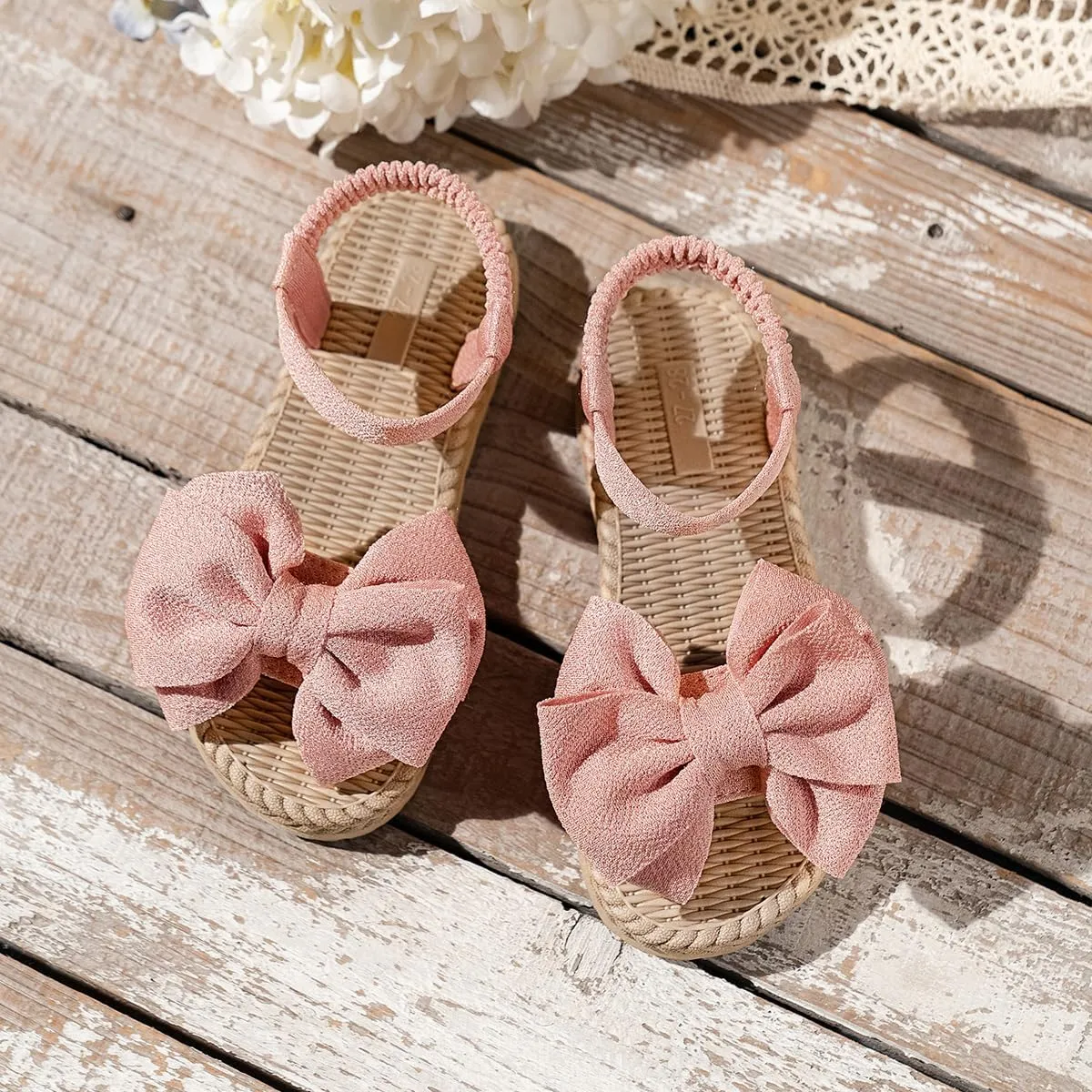 Kids' Open Toe Platform Sandals - Stylish Summer Slides with Bow Tie Design, Perfect Outdoor Footwear