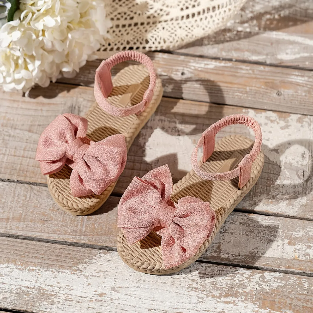 Kids' Open Toe Platform Sandals - Stylish Summer Slides with Bow Tie Design, Perfect Outdoor Footwear