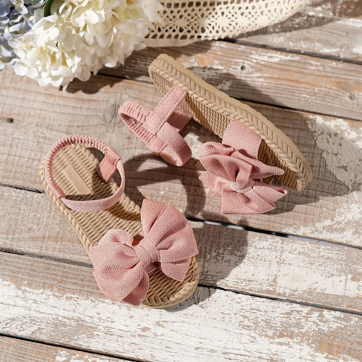 Kids' Open Toe Platform Sandals - Stylish Summer Slides with Bow Tie Design, Perfect Outdoor Footwear