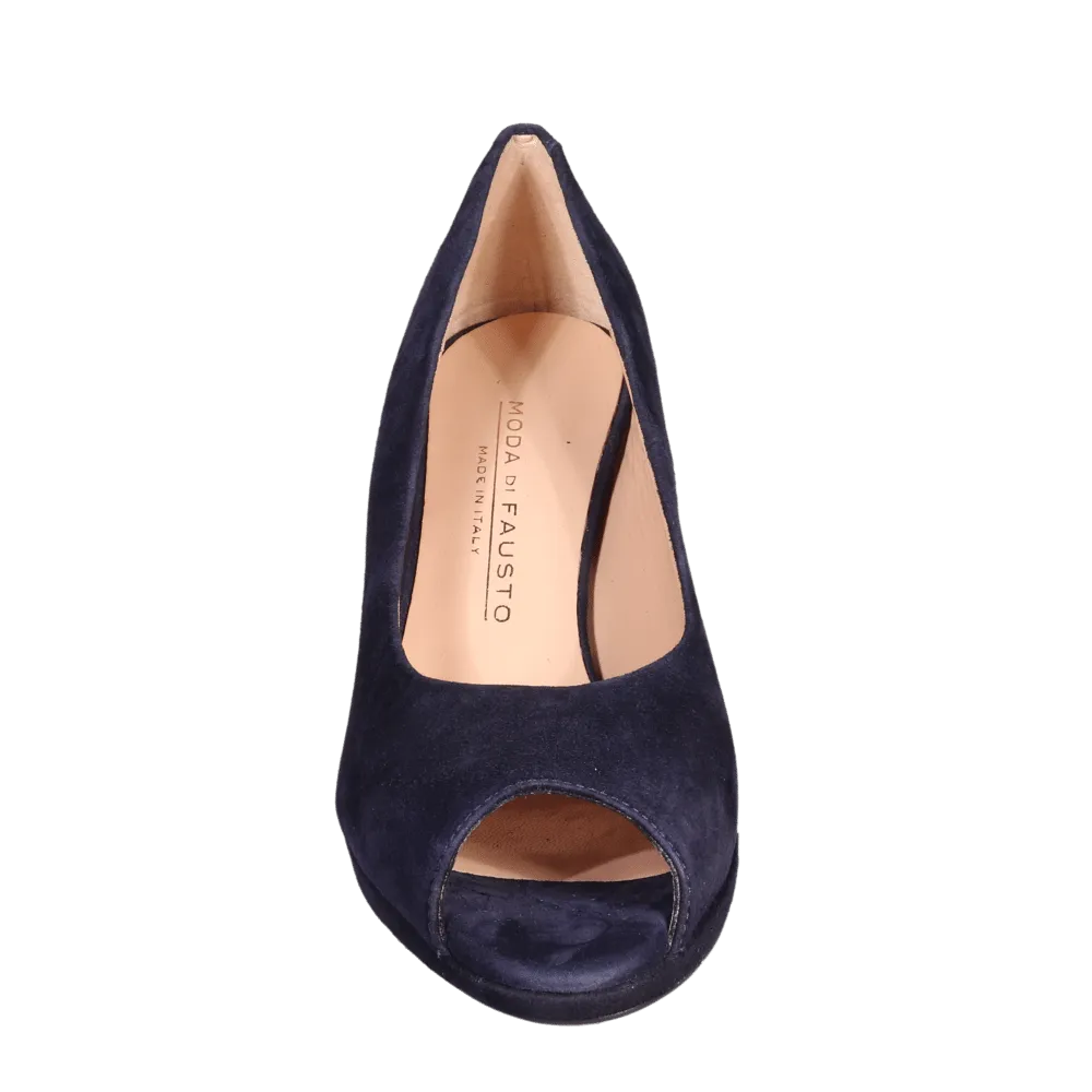 Ladies Elegant Open Toe Court Heel in Blu (MDF60320)