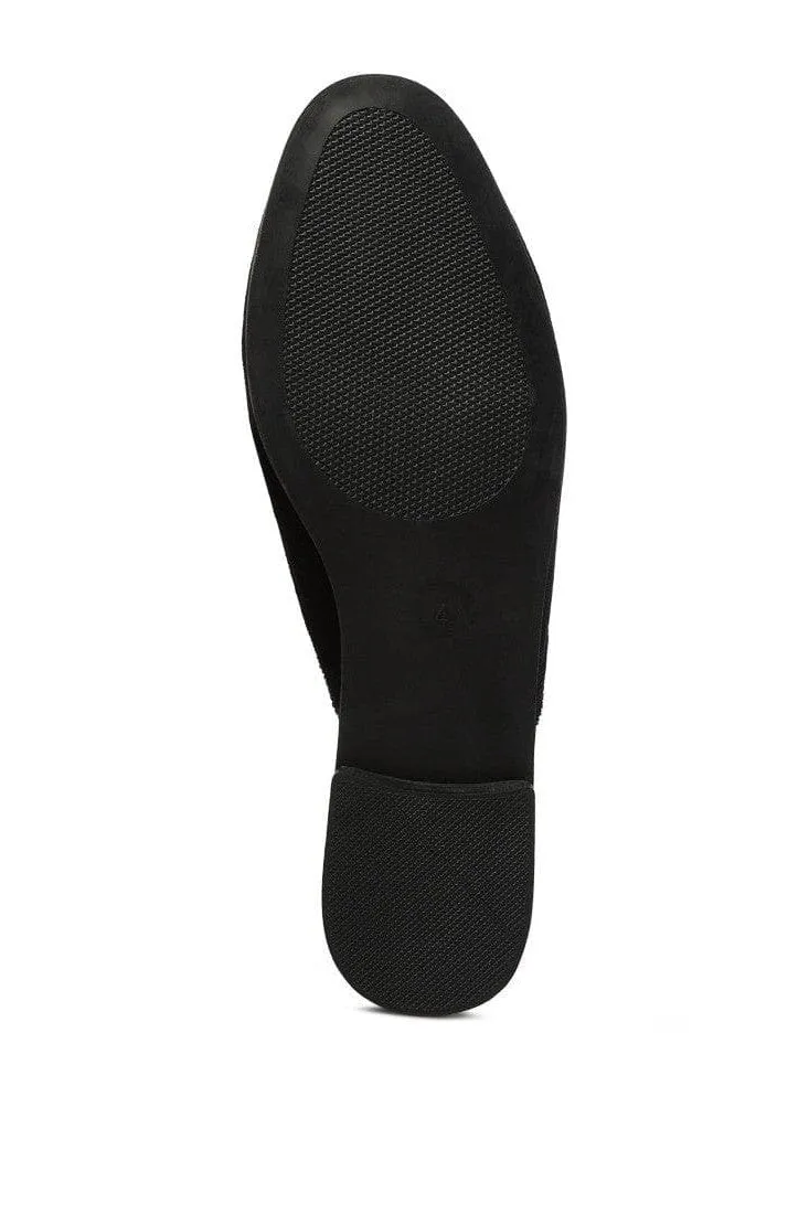 LONDON RAG Velvet Buckled Flat Mules