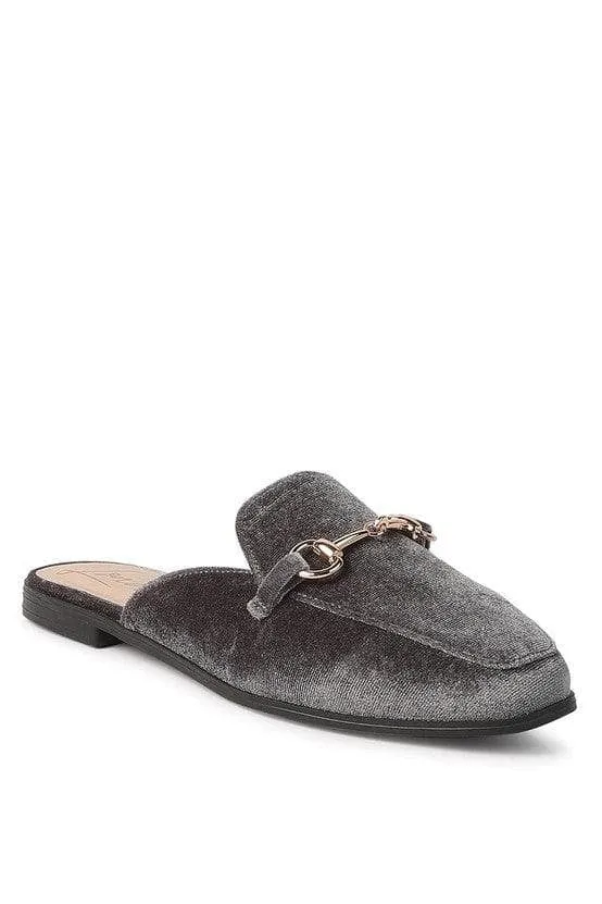 LONDON RAG Velvet Buckled Flat Mules