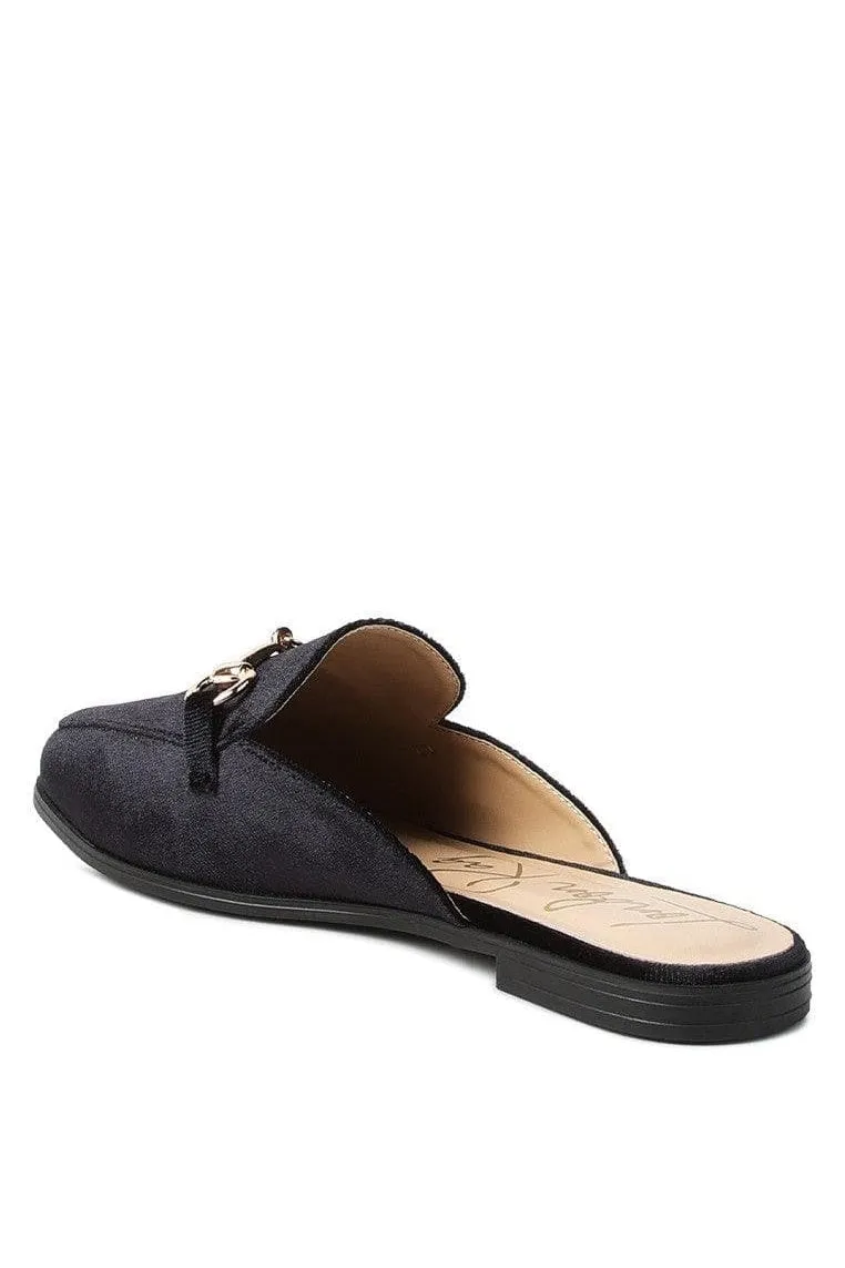 LONDON RAG Velvet Buckled Flat Mules