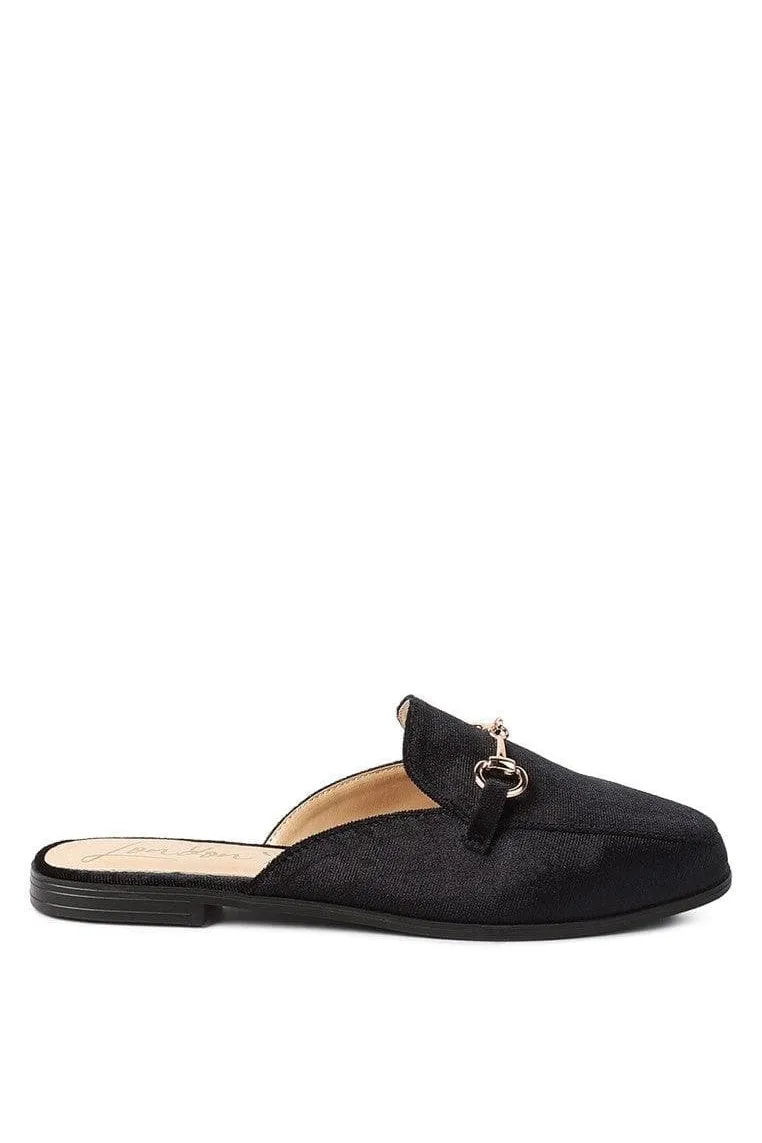 LONDON RAG Velvet Buckled Flat Mules