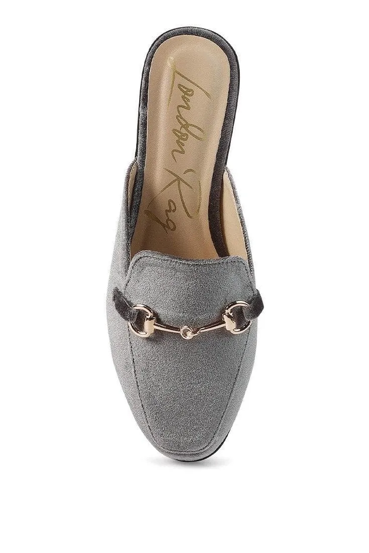 LONDON RAG Velvet Buckled Flat Mules