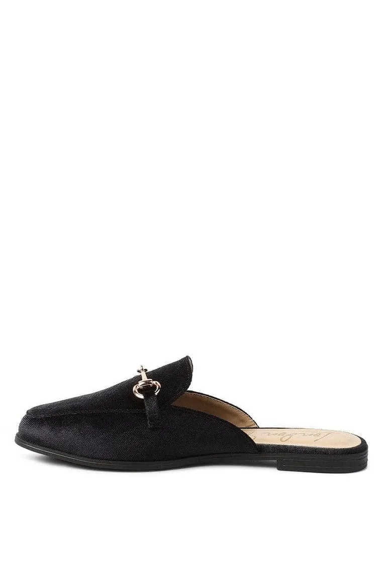 LONDON RAG Velvet Buckled Flat Mules