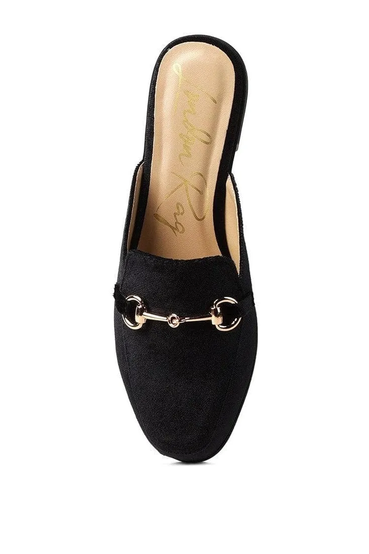 LONDON RAG Velvet Buckled Flat Mules