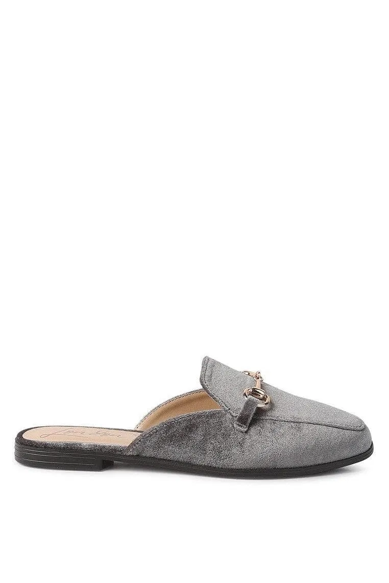 LONDON RAG Velvet Buckled Flat Mules