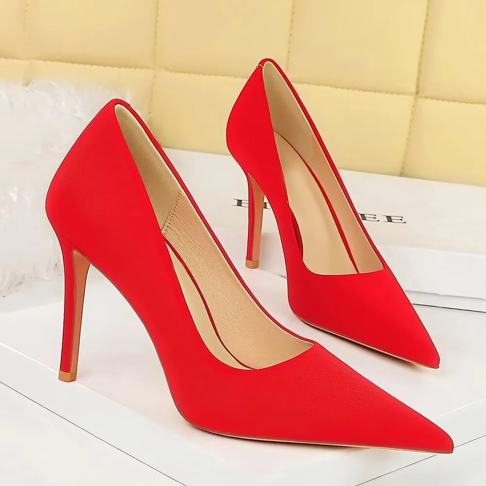 LUXINYU Women Fashion Pointed Toe Heels Elegant Stiletto Pu Leather Upper Ladies Pumps Party Dress Heels Work Office Shoes
