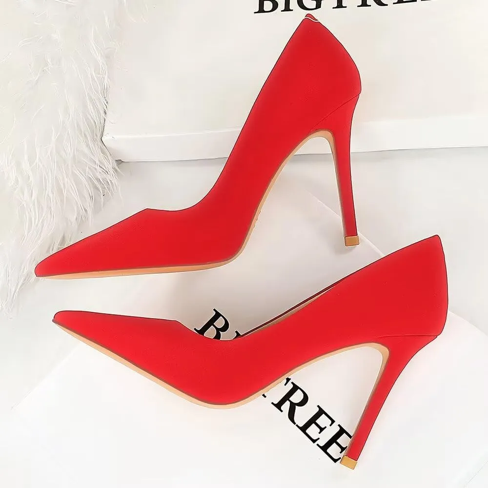 LUXINYU Women Fashion Pointed Toe Heels Elegant Stiletto Pu Leather Upper Ladies Pumps Party Dress Heels Work Office Shoes
