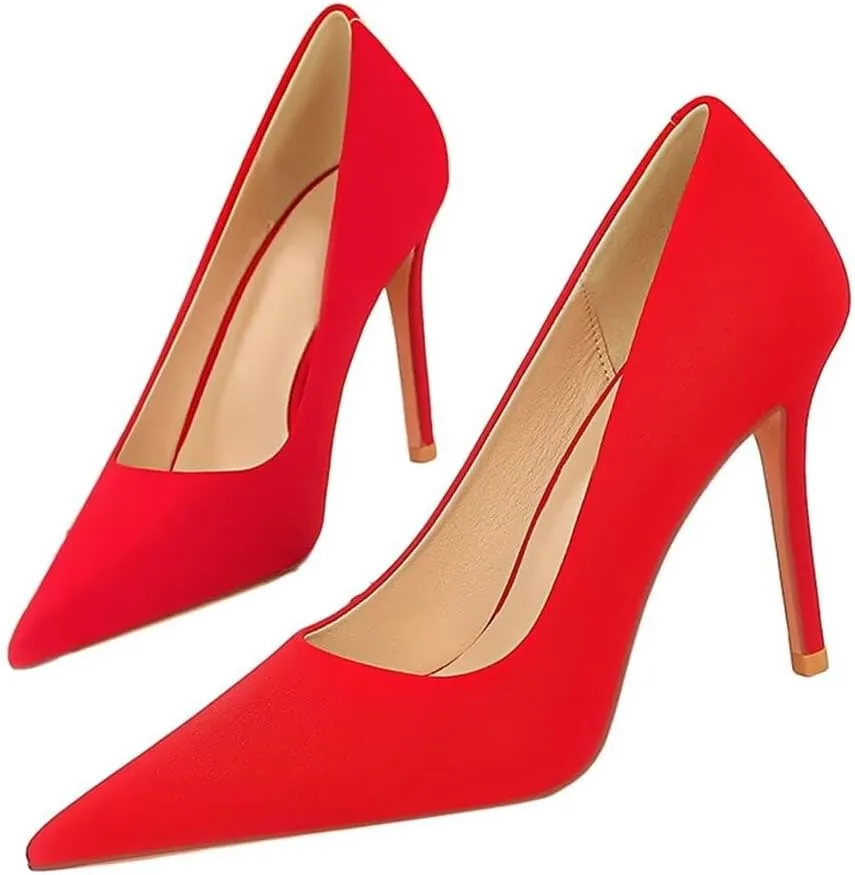 LUXINYU Women Fashion Pointed Toe Heels Elegant Stiletto Pu Leather Upper Ladies Pumps Party Dress Heels Work Office Shoes