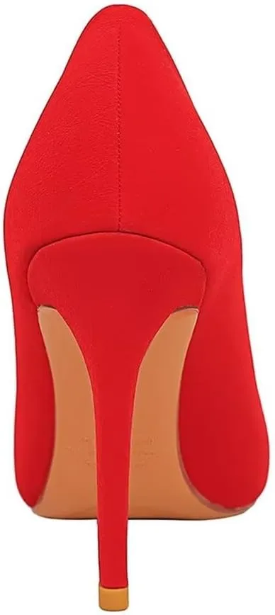 LUXINYU Women Fashion Pointed Toe Heels Elegant Stiletto Pu Leather Upper Ladies Pumps Party Dress Heels Work Office Shoes