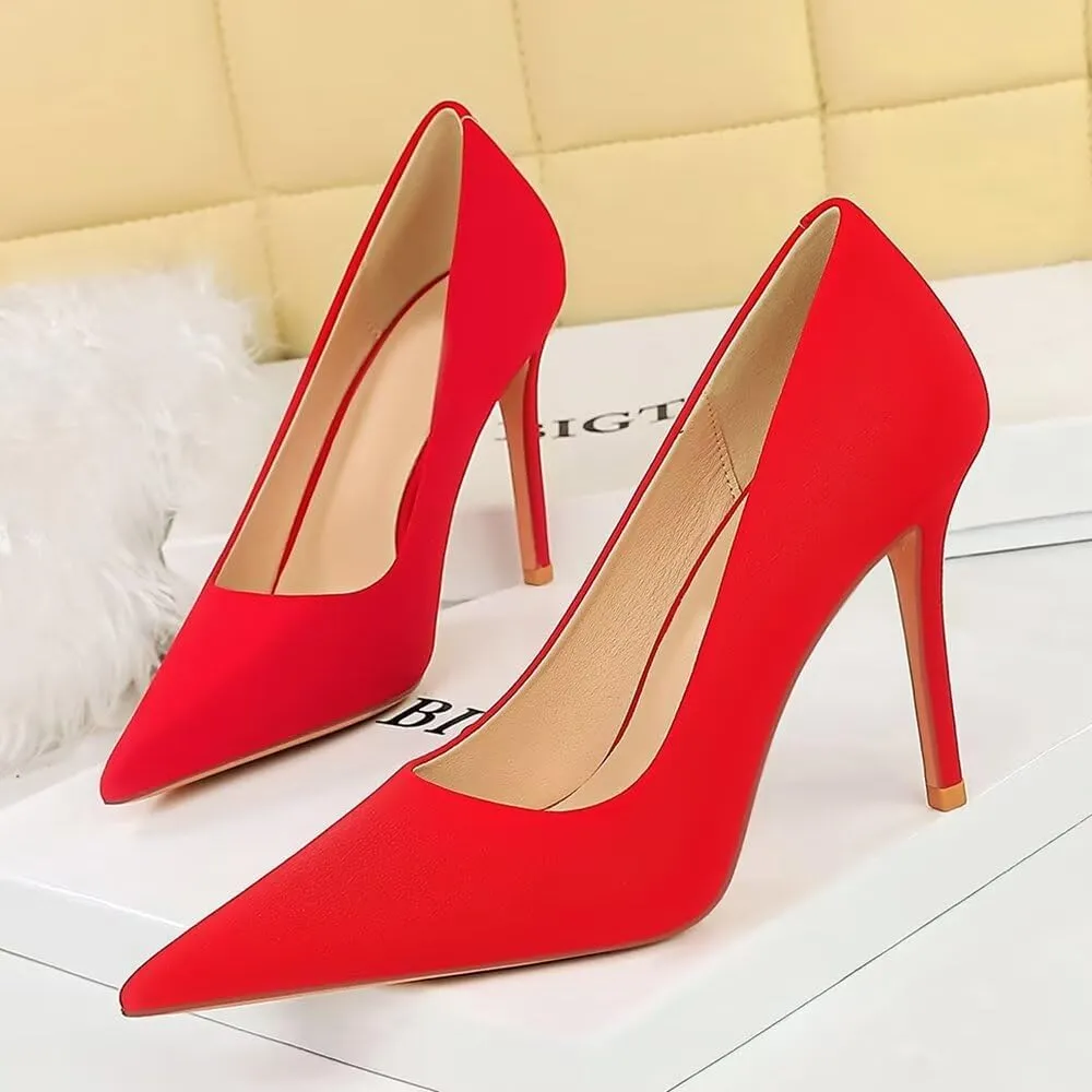 LUXINYU Women Fashion Pointed Toe Heels Elegant Stiletto Pu Leather Upper Ladies Pumps Party Dress Heels Work Office Shoes