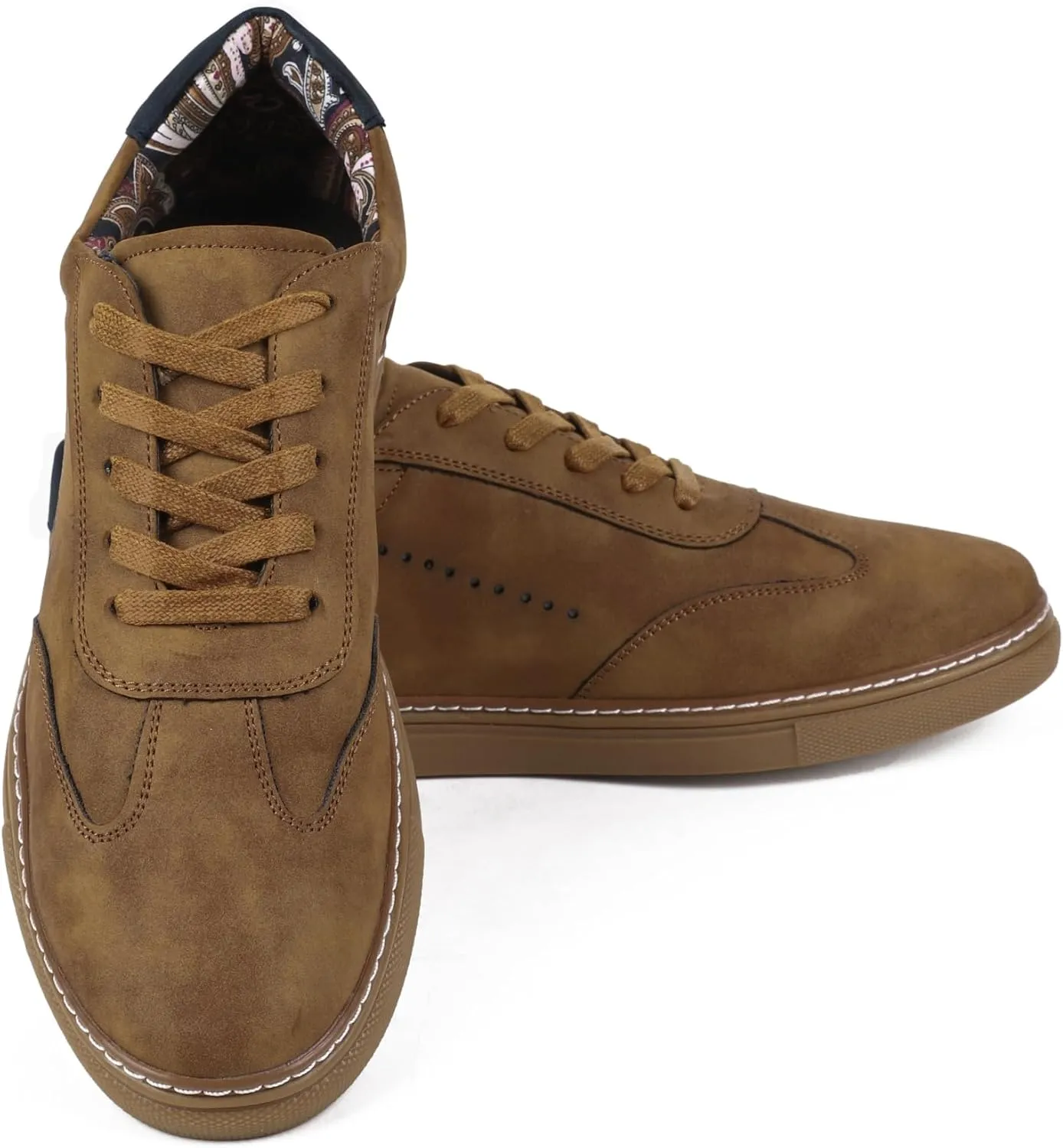 Mens Casual Dress Sneakers - Classic Lace-up Retro Sneakers for Men - Comfortable PU Business Casual Shoes