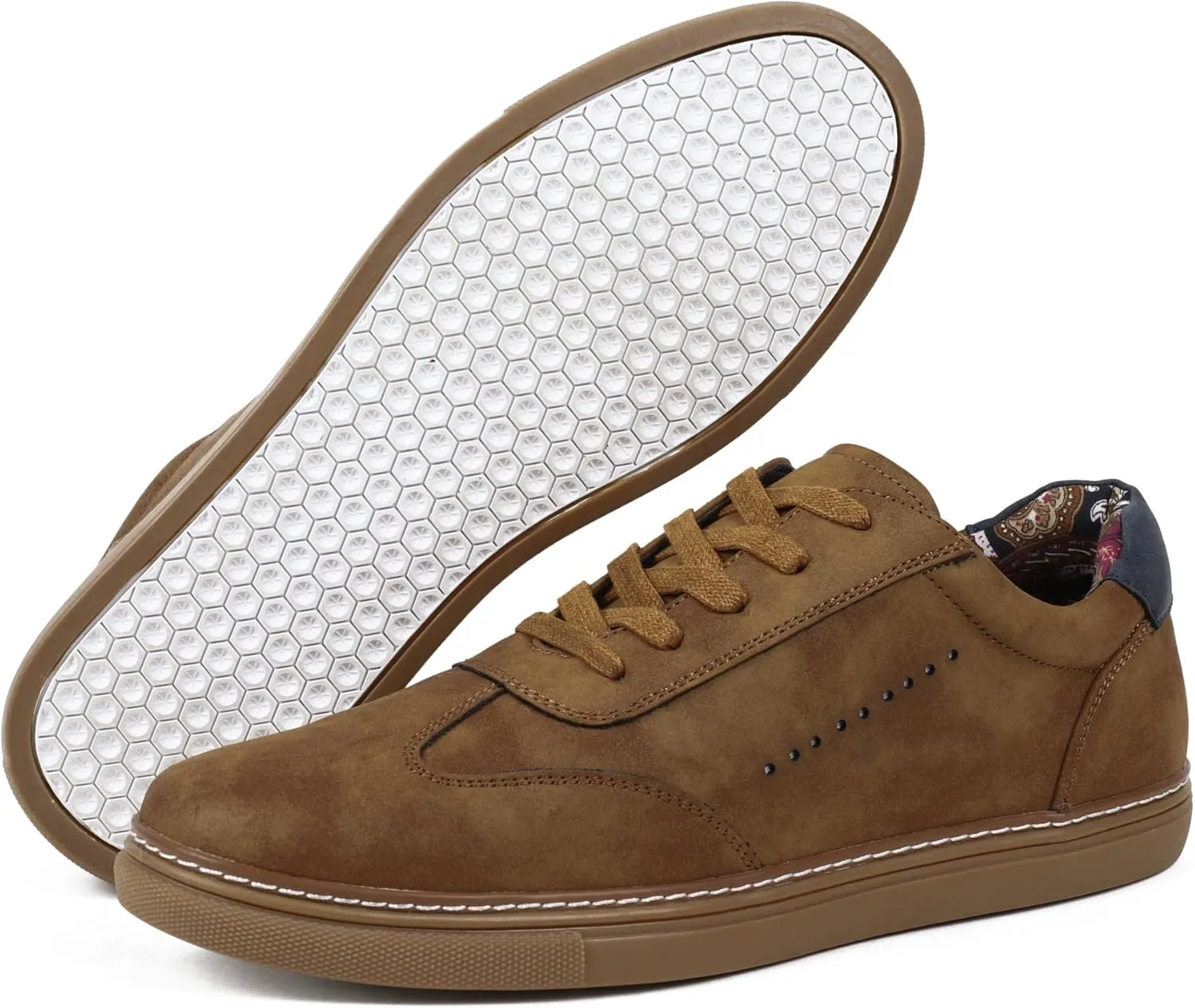 Mens Casual Dress Sneakers - Classic Lace-up Retro Sneakers for Men - Comfortable PU Business Casual Shoes