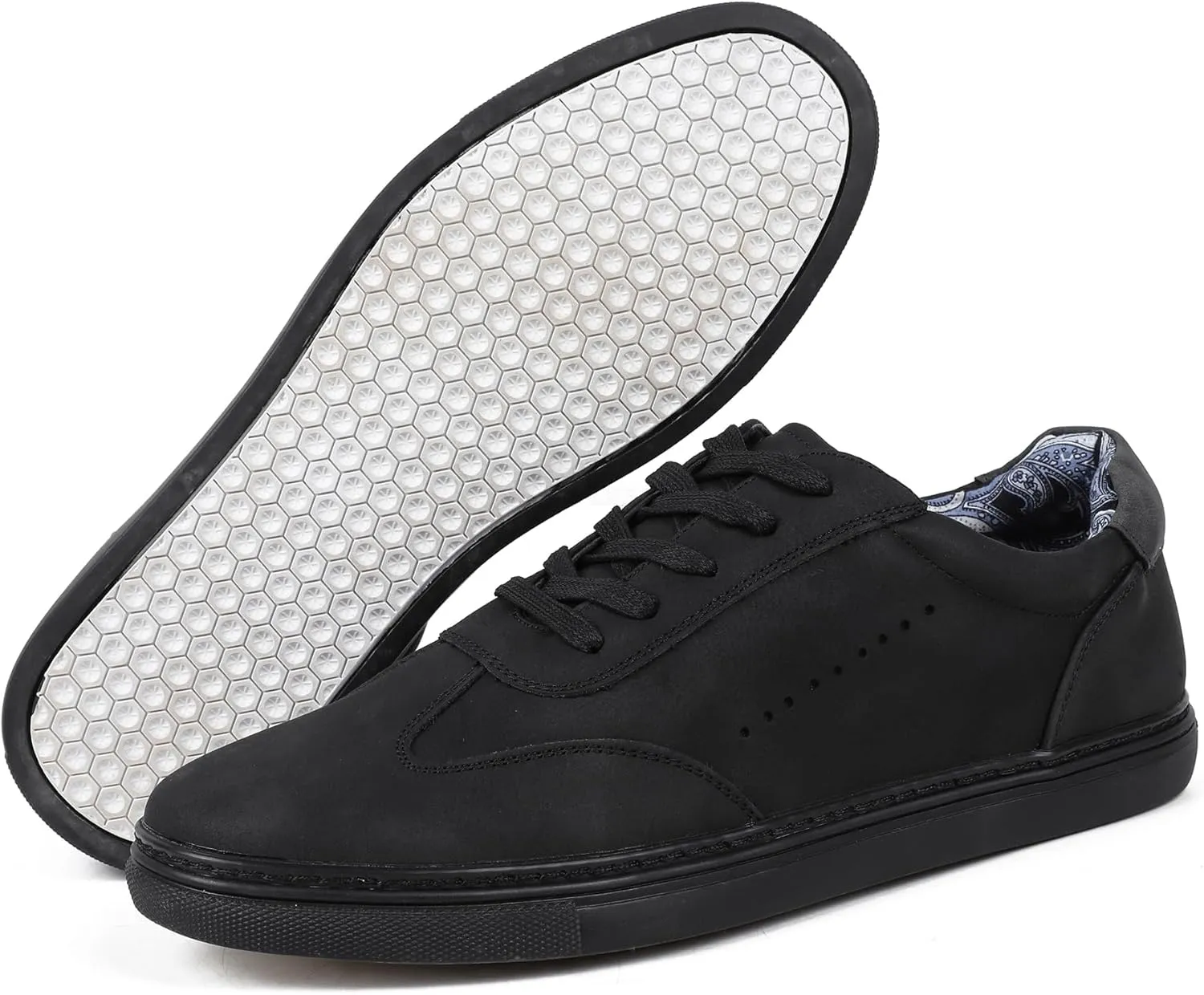 Mens Casual Dress Sneakers - Classic Lace-up Retro Sneakers for Men - Comfortable PU Business Casual Shoes