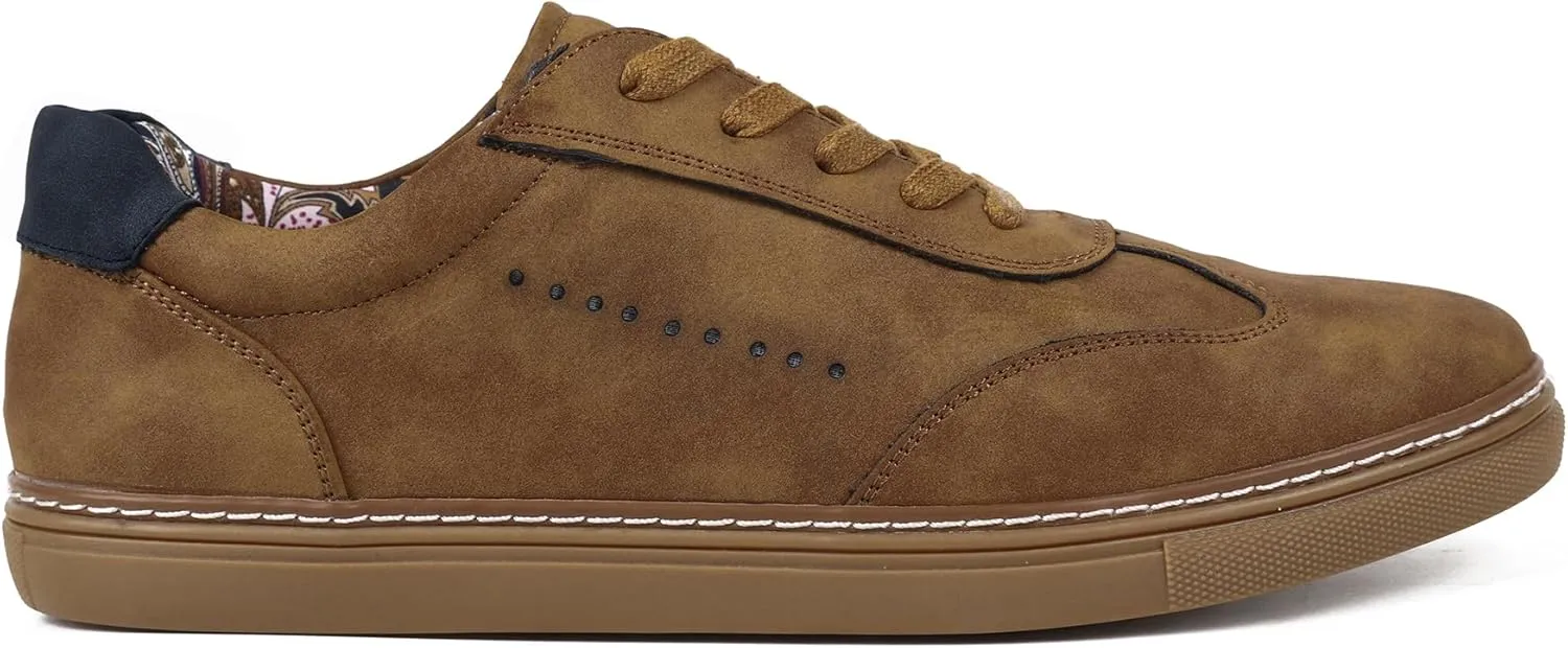 Mens Casual Dress Sneakers - Classic Lace-up Retro Sneakers for Men - Comfortable PU Business Casual Shoes