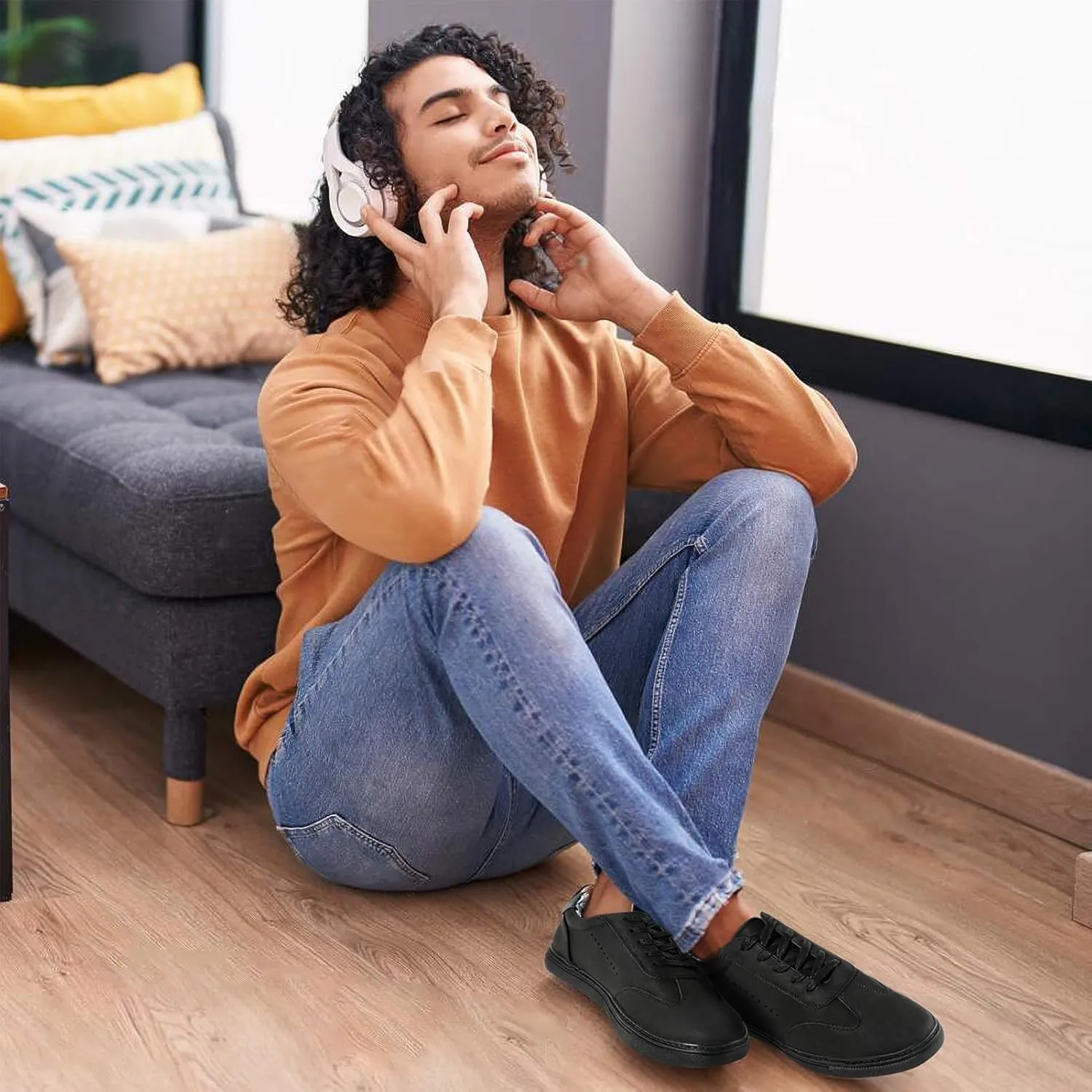 Mens Casual Dress Sneakers - Classic Lace-up Retro Sneakers for Men - Comfortable PU Business Casual Shoes