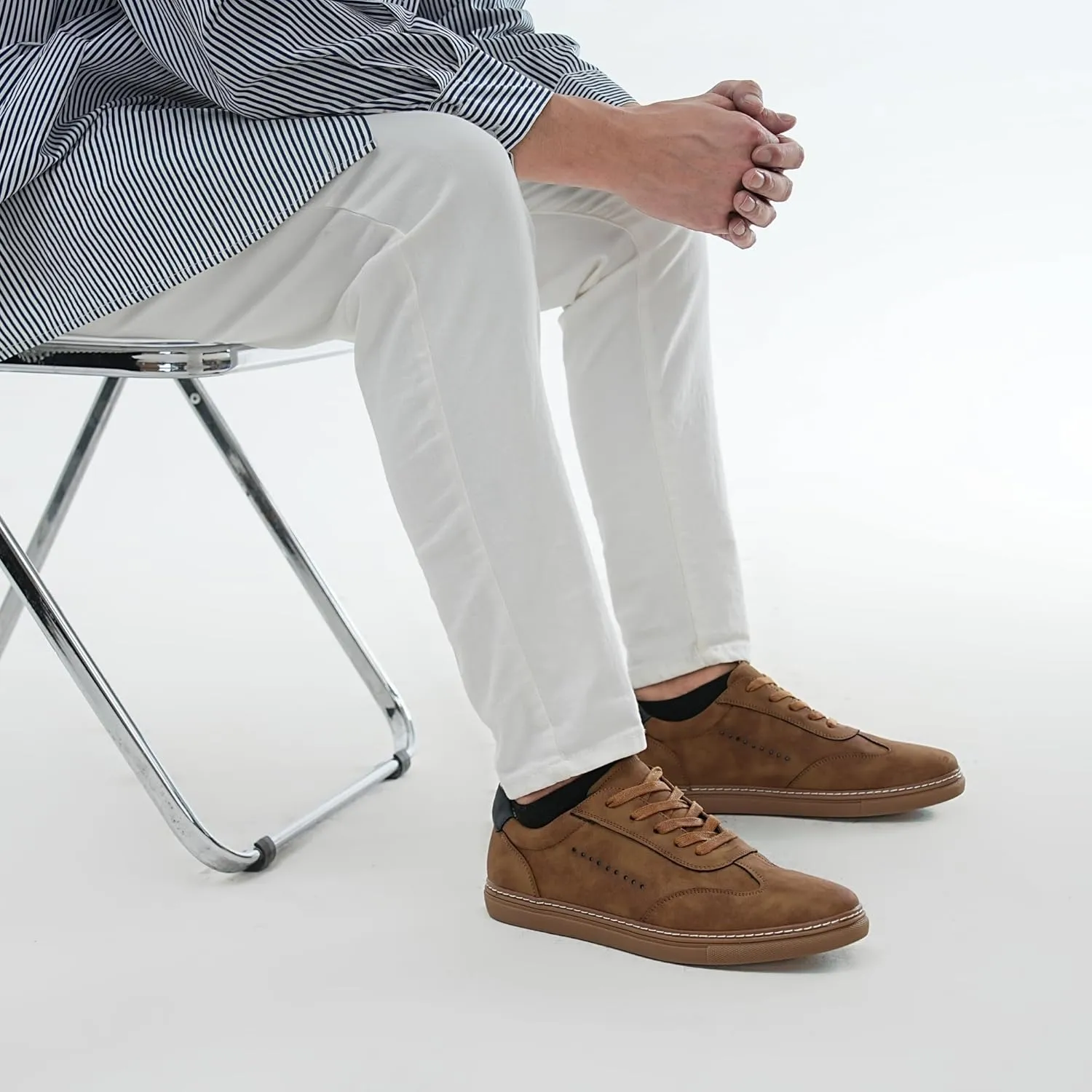 Mens Casual Dress Sneakers - Classic Lace-up Retro Sneakers for Men - Comfortable PU Business Casual Shoes