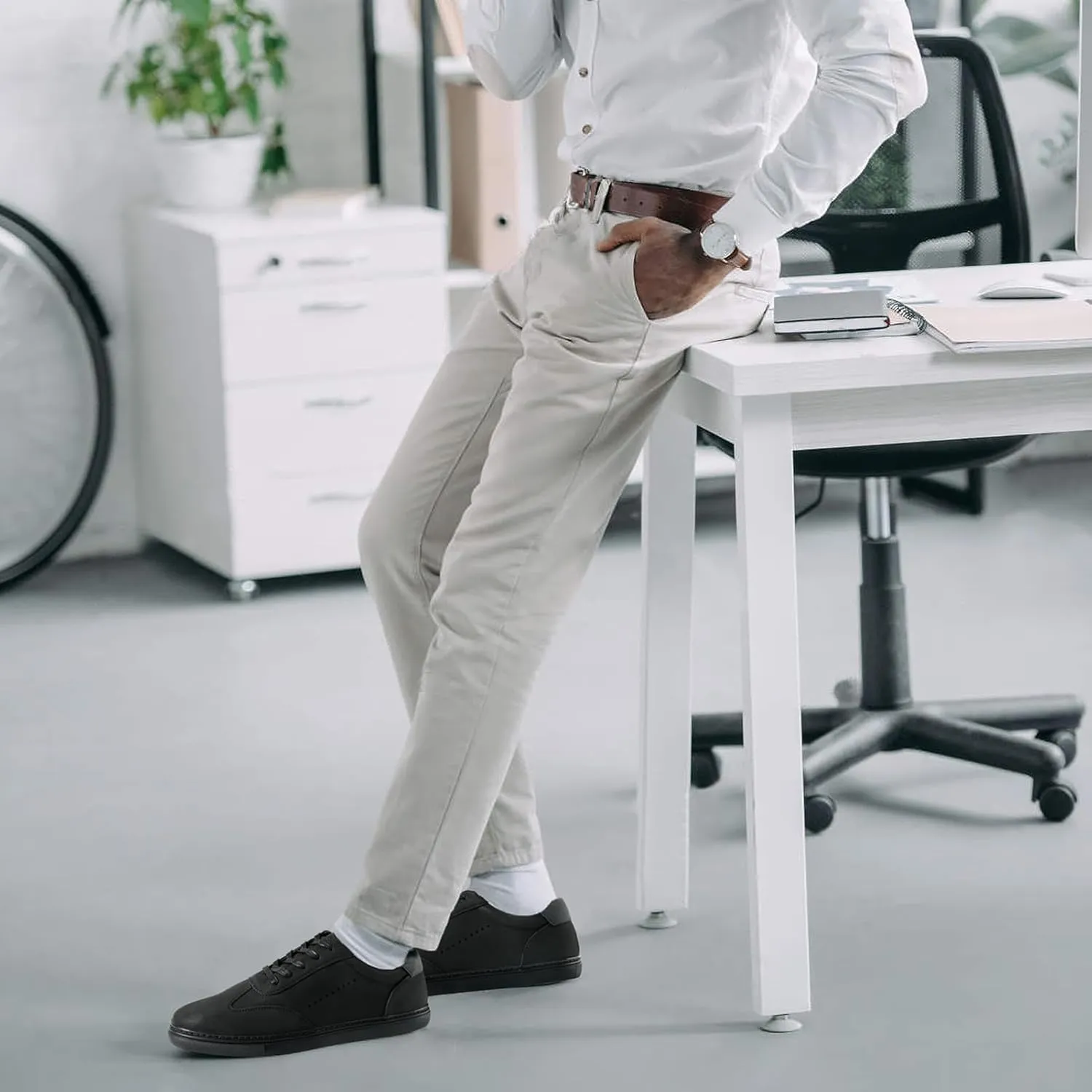 Mens Casual Dress Sneakers - Classic Lace-up Retro Sneakers for Men - Comfortable PU Business Casual Shoes