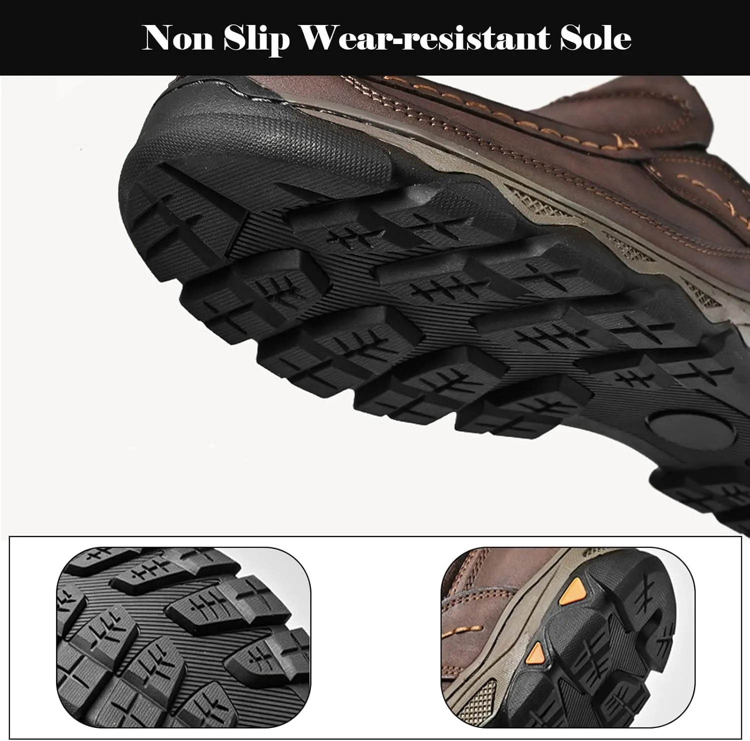 Mens Slip on Leather Loafers, Casual Walking Shoes, Comfortable Sneakers, Outdoor Waterproof Breathable Hiking Shoes