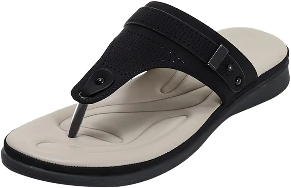 MIOKE Women's Sparkly Metallic Flat Flipflops Sandals Casual Slip On T-strap Platform Summer Beach Thong