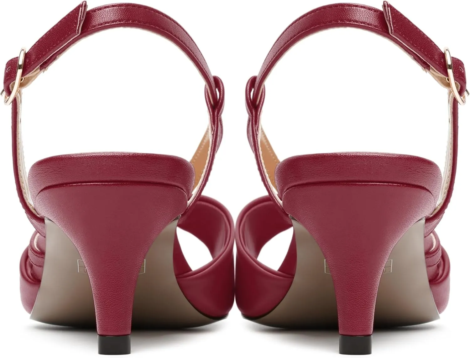 MODENCOCO Womens Stylish Buckle Dress Bridal Open Toe Slingback Matte Kitten Low Heel Heeled Sandals 2 Inch