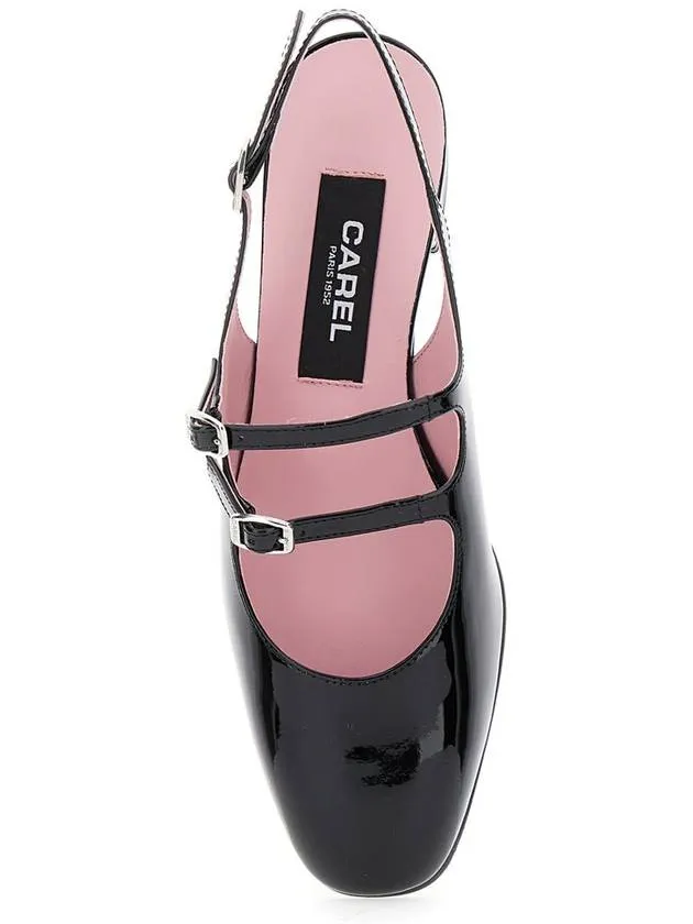 'Peche' Black Mary Jane Pumps In Patent Leather Woman