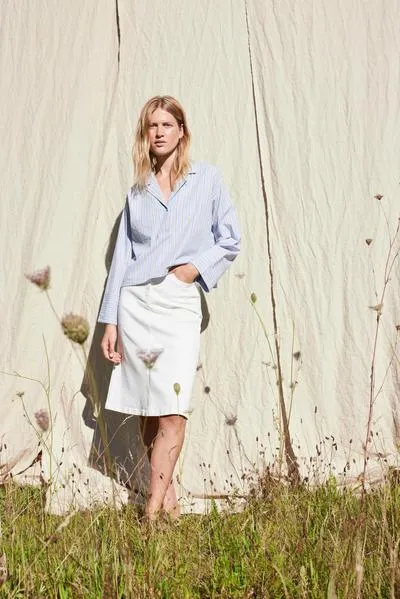 SLFVinnie Midi White Denim Skirt